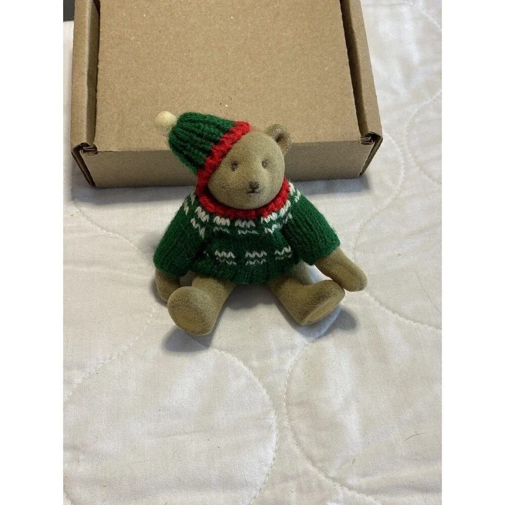 Gund Teddy Bear Miniature Jointed Winter Sweater & Hat Vintage HTF